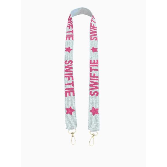 New Taylor Swift "Swiftie" Beaded Pink & White Purse Guitar Strap 47" - Picture 1 of 4